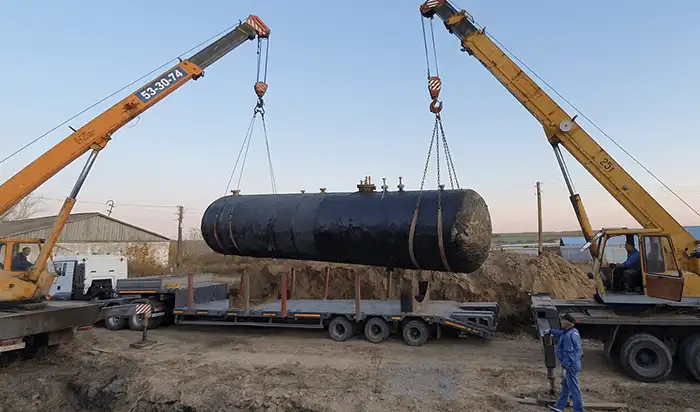 Разгрузка подземного газгольдера Сибири Газовое оборудование для коттеджей Сибири. Установка мобильных газгольдеров.