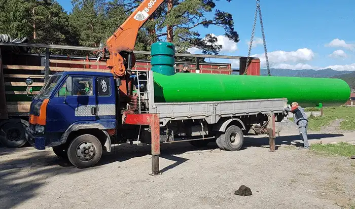 Погрузка газгольдера для нового заказчика Сибири Экологически чистые котельные на газовом топливе в Сибири